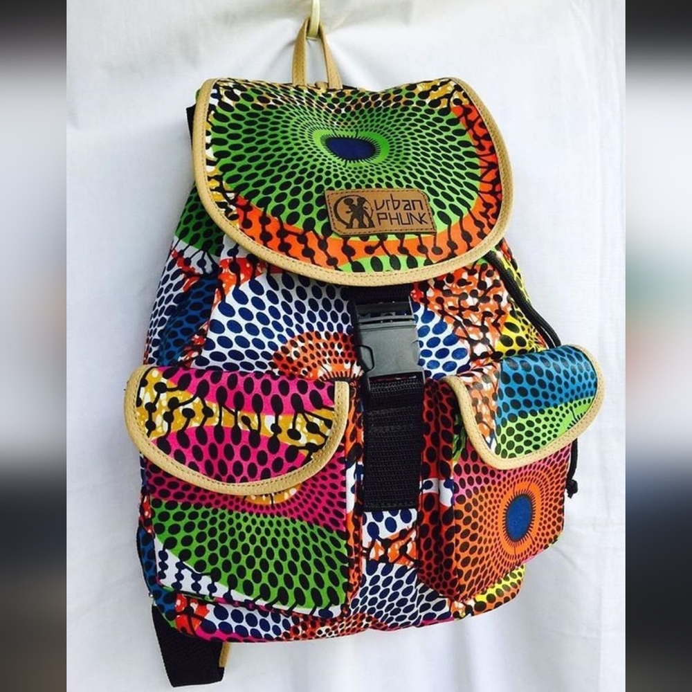 Urban Phunk Ankara Print Drawstring Backpack